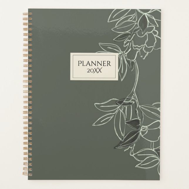Agenda Personalized Minimal Floral Planner 20XX (Anverso)