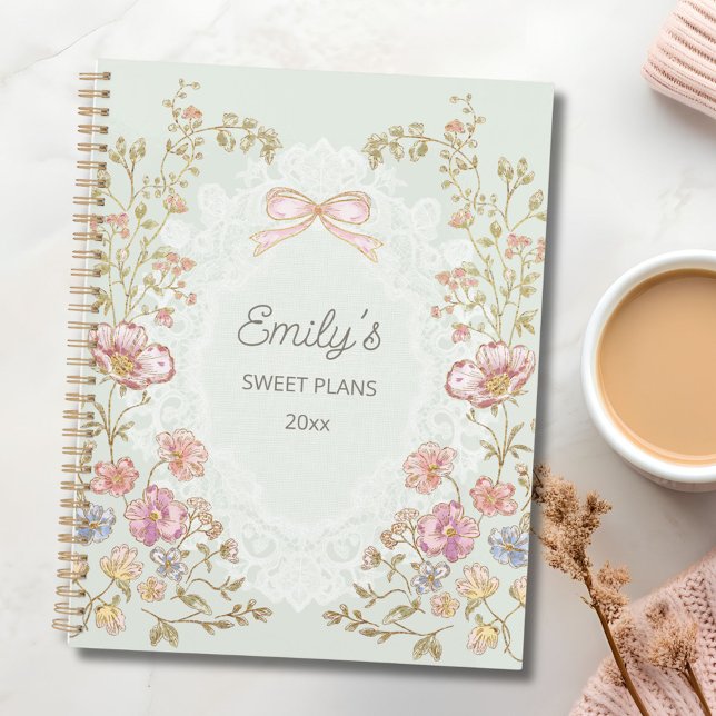 Agenda Personalized Name 2026 Weekly Monthly Floral  (In situ)