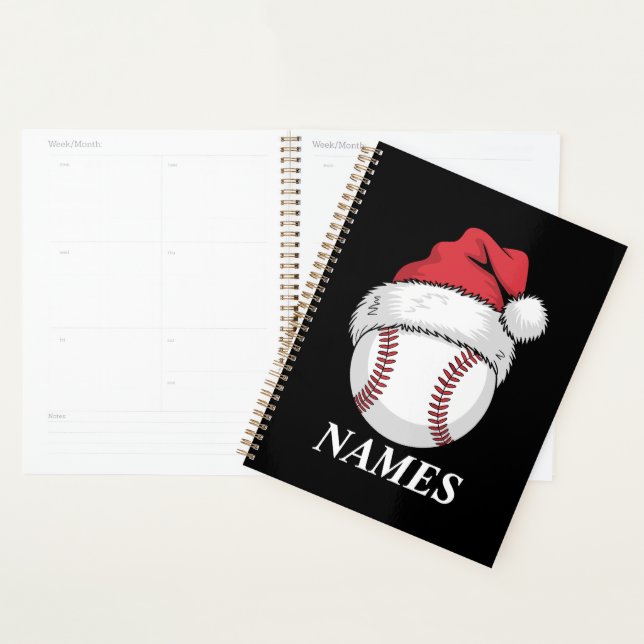 Agenda Personalized Name Christmas Baseball Santa Hat (Demostración)