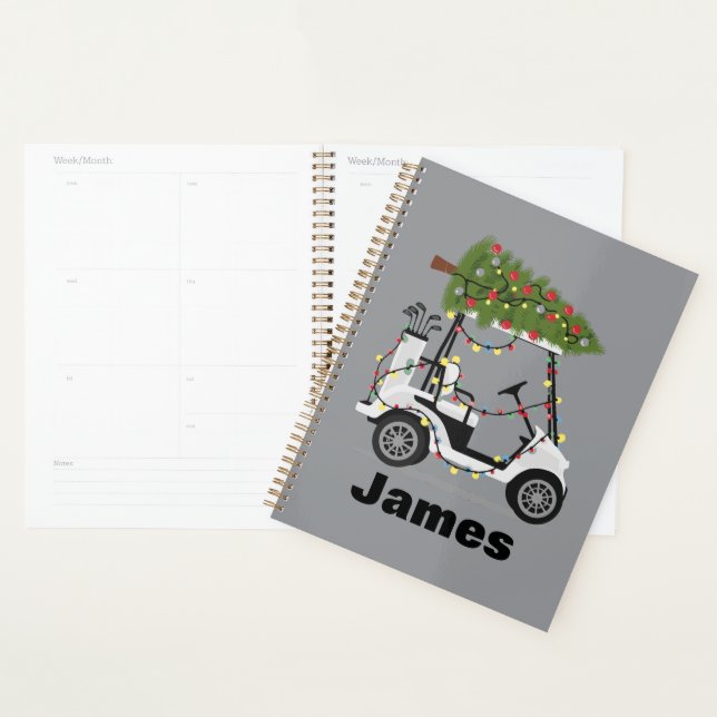 Agenda Personalized Name Golfer Christmas Golf Cart Xmas  (Demostración)