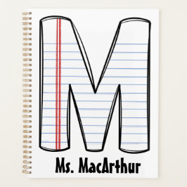 Agenda Personalized PE Teacher Planner with Initial