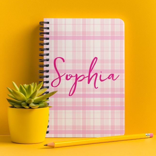 Agenda Personalized Pink Plaid Planner with Name  (Subido por el creador)