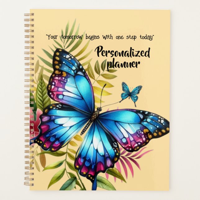 Agenda Personalized planner "Tropical butterflies" (Anverso)