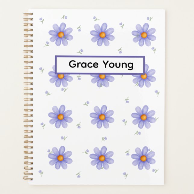 Agenda Personalized Purple Daisy Notebook Custom Name (Anverso)
