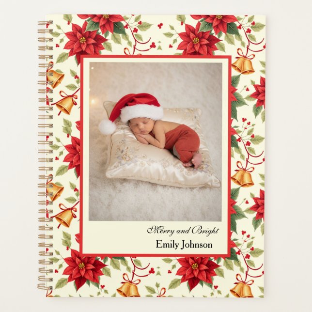 Agenda Personalized Retro Christmas Floral Stationery  (Anverso)