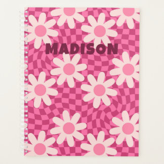Agenda Personalized Retro Groovy Pink Daisy Flower Hippie