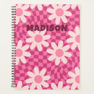 Agenda Personalized Retro Groovy Pink Daisy Flower Hippie