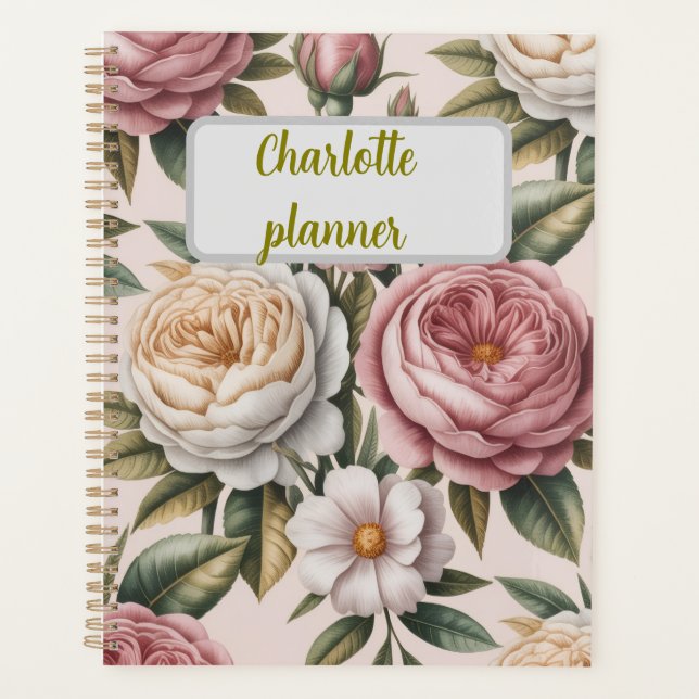 Agenda Personalized rose Flower chic Productivity Goal  (Anverso)
