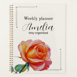 Agenda Personalized Rose Planner Aesthetic Weekly Floral