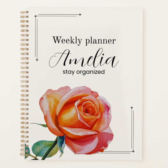 Agenda Personalized Rose Planner Aesthetic Weekly Floral (Anverso)