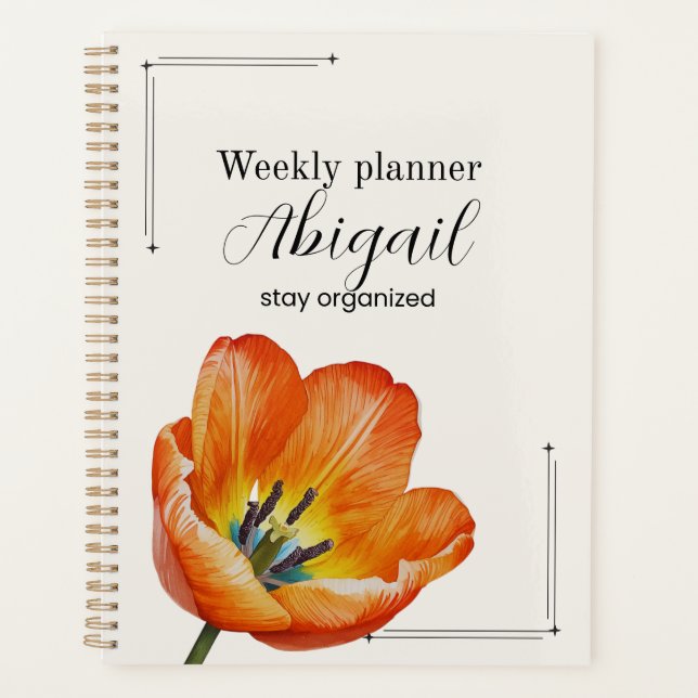 Agenda Personalized Tulip Planner Aesthetic Weekly Floral (Anverso)