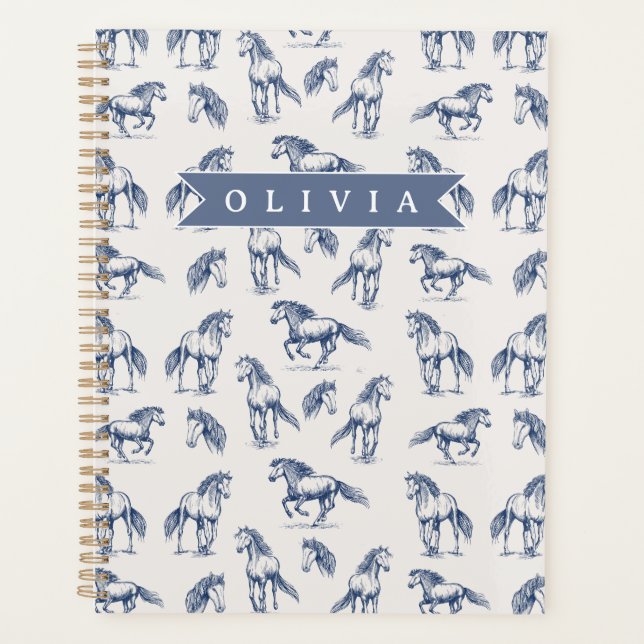 Agenda Personalized Vintage Blue Horse Classic Country (Anverso)