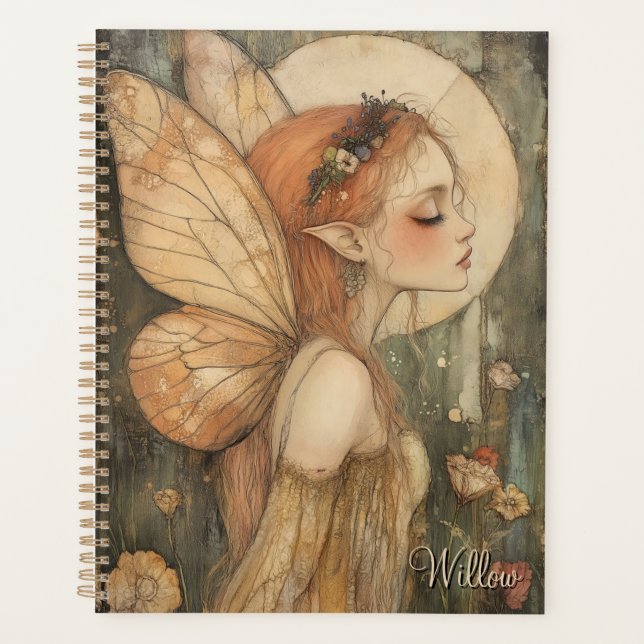 Agenda Personalized Vintage Fairy with Floral Crown (Anverso)