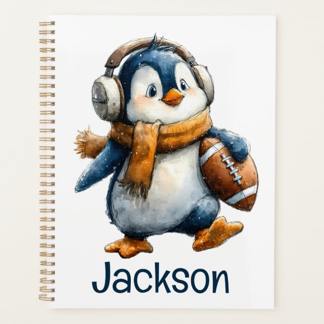 Agenda Personalized Winter Penguin Football Kid (Anverso)