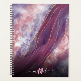 Agenda personlizado Añadir su nombre oro Purple rosa Marb