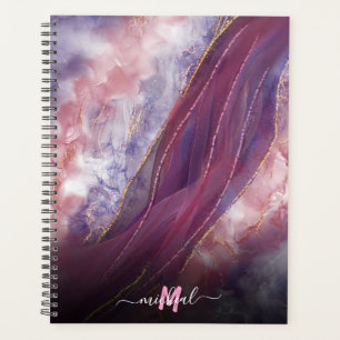 Agenda personlizado Añadir su nombre oro Purple rosa Marb