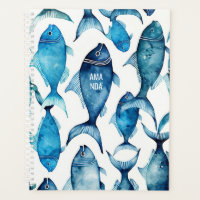 Pescado azul acuarela | Profesora y oficina náutic