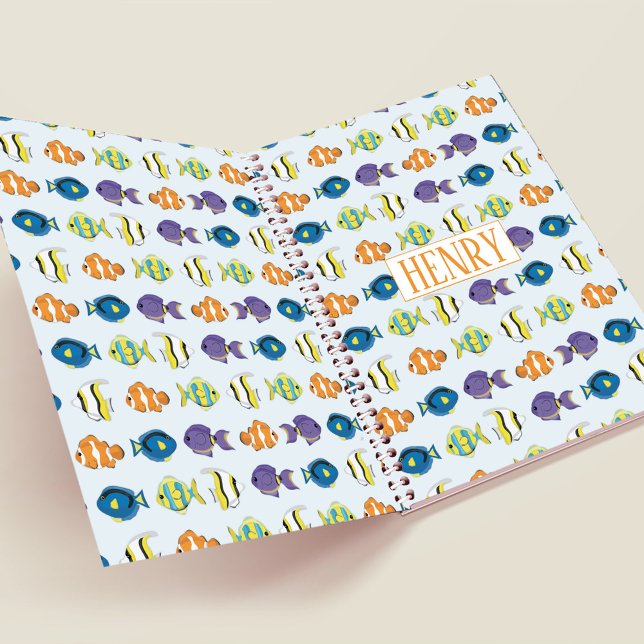 Agenda Pescado tropical colorido y personalizado (Whimsical colorful tropical fish pattern notebook. )