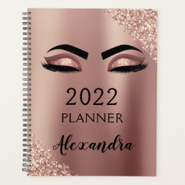 Agenda Pestañas de purpurina con monograma rosa dorado 20