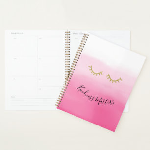 Agenda Pestañas doradas femeninas con ombre rosa