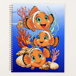 Agenda Pez payaso Dibujo animado lindo Familia Bajo el ag