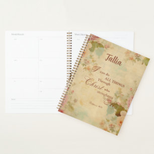 Agenda Philippians 4:13 Biblia Scripture Floral