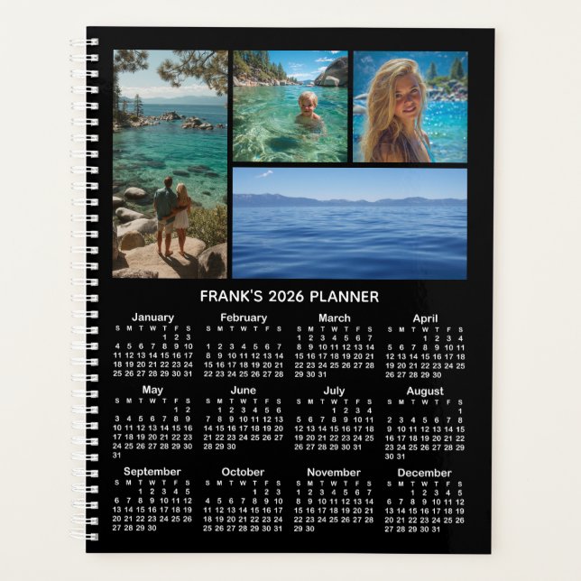 Agenda Photo Collage Black and White 2026 Calendar (Anverso)
