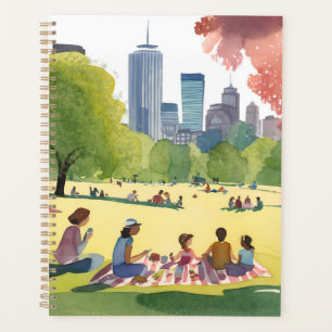 Agenda Pícnic en Boston Common Pintura de Acuarela de V