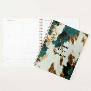 Agenda Piel de vaca Blanco del Oro Esmeralda Occidental