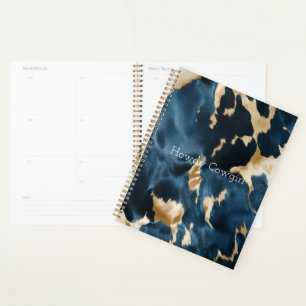 Agenda Piel de vaca de oro de Blue Brown