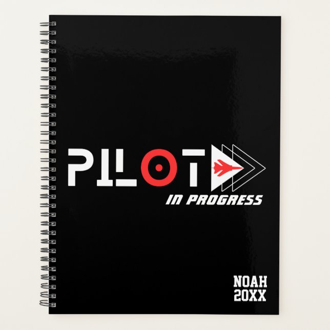 Agenda Piloto En Curso Y Avión, Simple Moderno, Personali (Anverso)