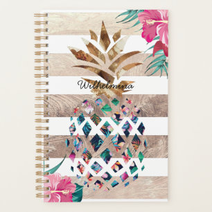 Agenda Piña floral rayada Monograma