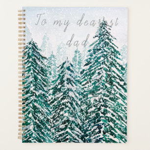 Agenda pinar de nieve verde versión 2 pintado a mano