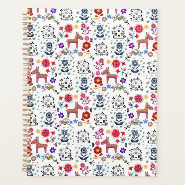 Agenda Pinata de Alpaca con Casa Azul y Flores (Anverso)