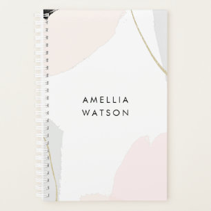 Agenda Pincel de color rosa, negro y gris pastel