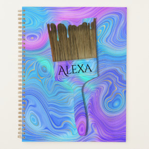 Agenda Pincel de pintura abstracta 3D con nombre
