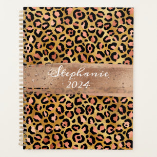 Agenda Pincelada de leopardo de lámina de oro rosa