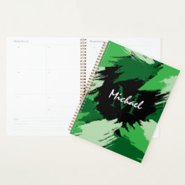 Agenda Pinceles de color verde con monograma