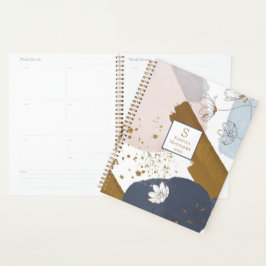 Agenda Pinceles de resumen de oro floral | 2026