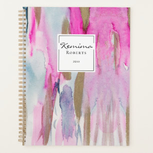 Agenda Pinceles elegantes de color rosa azul moderno