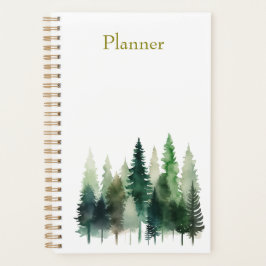 Agenda Pine Trees Watercolor Annual Planner 