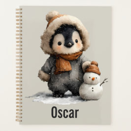 Agenda Pingüino de invierno con diseño de muñeco de nieve