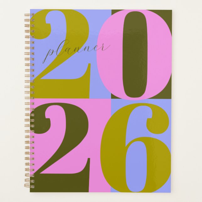 Agenda Pink and Greens Bold Year Color Block Planner (Anverso)