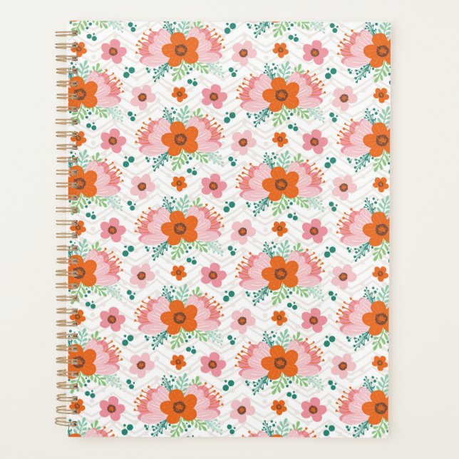 Agenda Pink and orange floral bouquet patterned planner (Anverso)