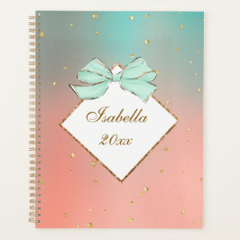Agenda Pink & Blue Bow Personalized Planner