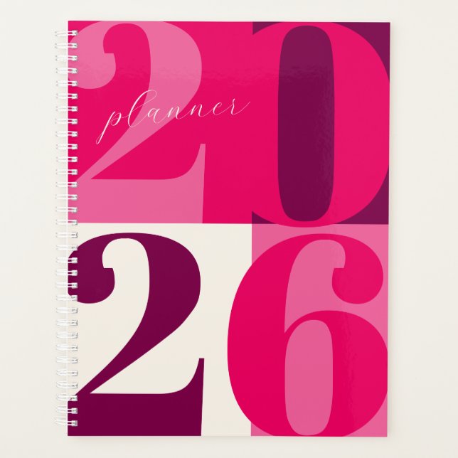 Agenda Pink Bold Year Color Block Planner (Anverso)