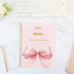Agenda Pink bow 2026<br><div class="desc">A soft blush pink background,  decorated with a large bow.  Personalize and add a year,  name and text.</div>