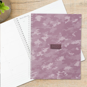 Agenda Pink Camo Moderno Camouflage Monograma Planner