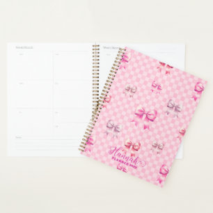 Agenda Pink Coquette Bow Checkerboard