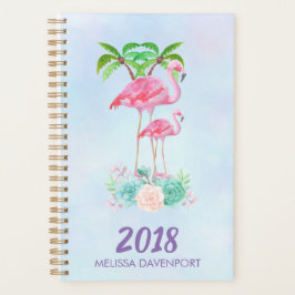 Agenda Pink Flamingo Momma & Baby with Palm Trete